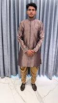 Rose-Taupe Silk Jacquard Kurta & Dhoti Pant Set