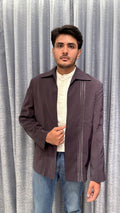 Vintage Coffee Brown Open-Front Blazer with Pleated Detailing