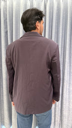 Vintage Coffee Brown Open-Front Blazer with Pleated Detailing