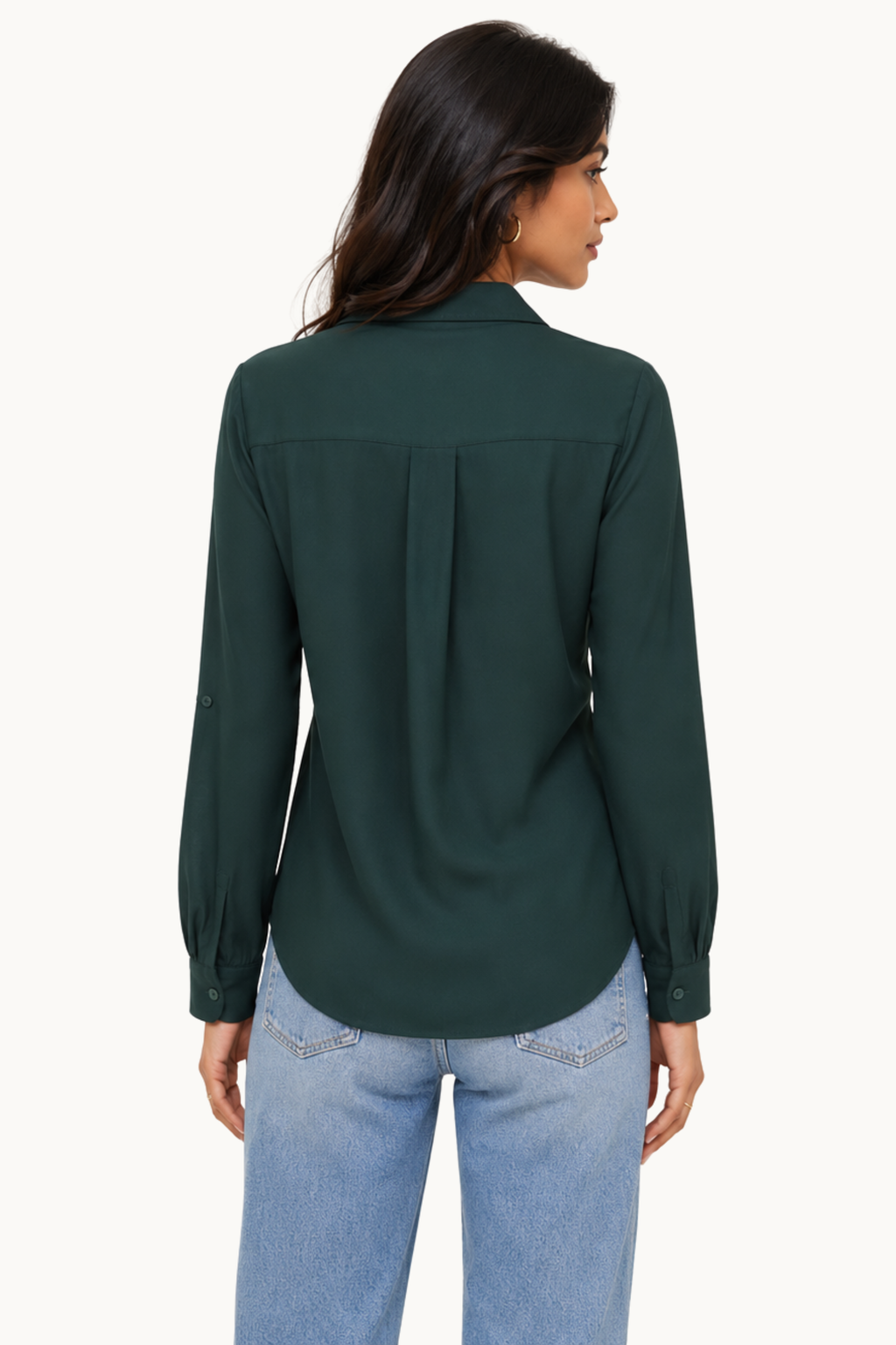 Emerald Collared V-Neck Button-Down Shirt