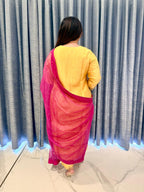 Sunshine Yellow Embroidered Kurta Set with Pink Dupatta