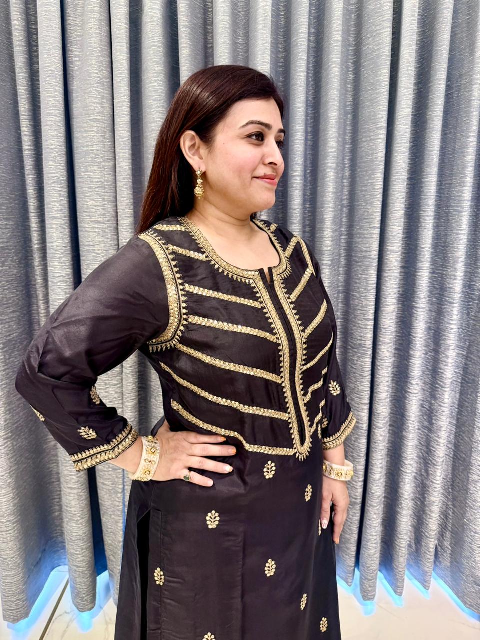 Midnight Black Embroidered Kurta Set