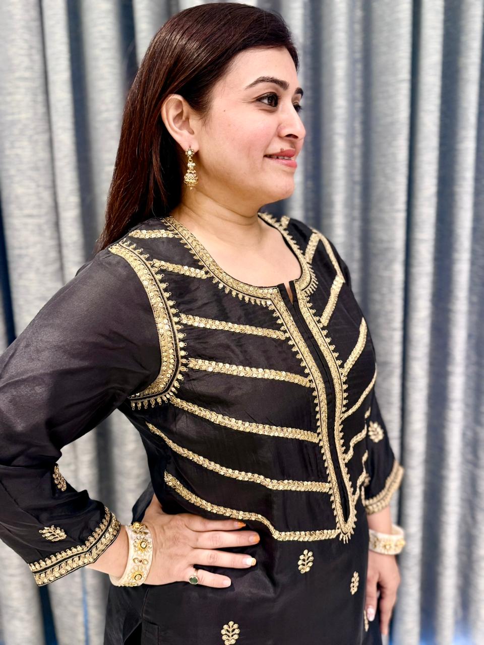Midnight Black Embroidered Kurta Set