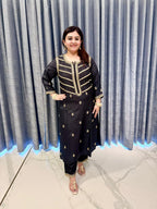 Midnight Black Embroidered Kurta Set