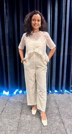 A Stunning Hand-Embroidered Chikankari Jumpsuit with Ruffle Details