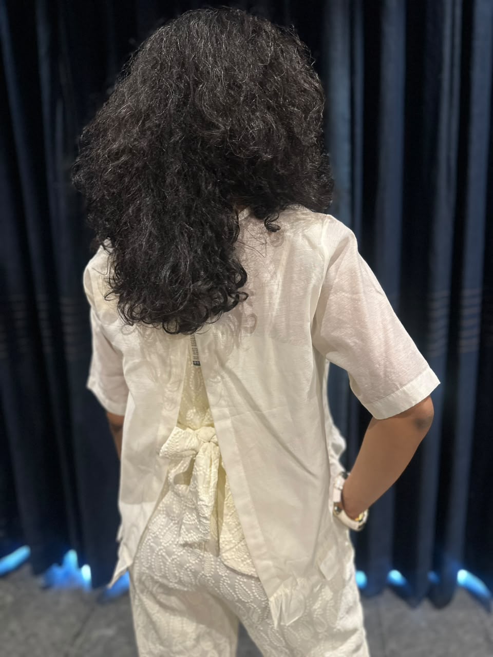 A Stunning Hand-Embroidered Chikankari Jumpsuit with Ruffle Details