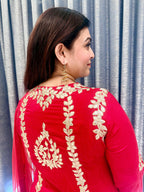 Sophisticated Crimson Straight-Cut Kurta & Tiered Sharara
