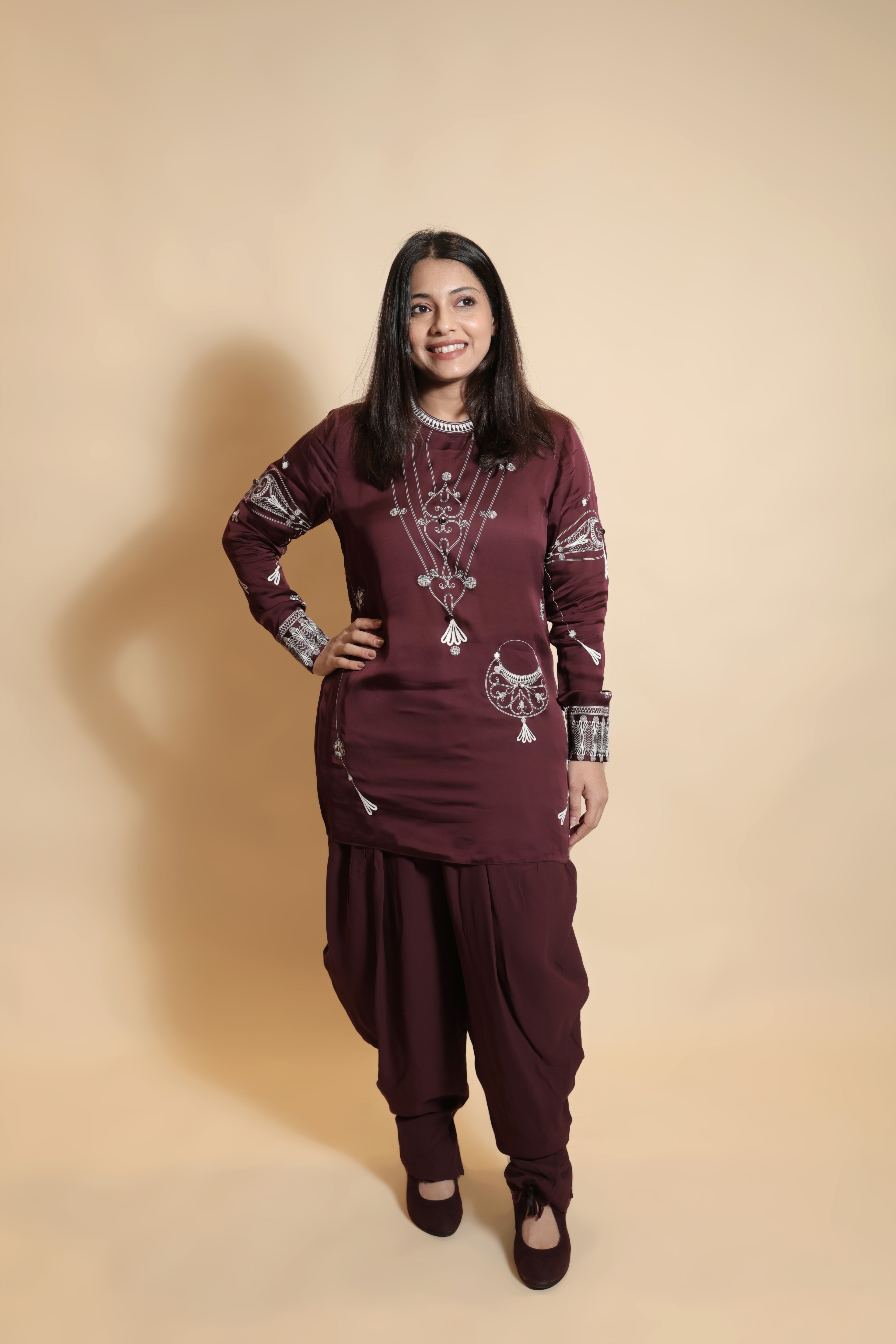 The Burgundy Dhoti Set