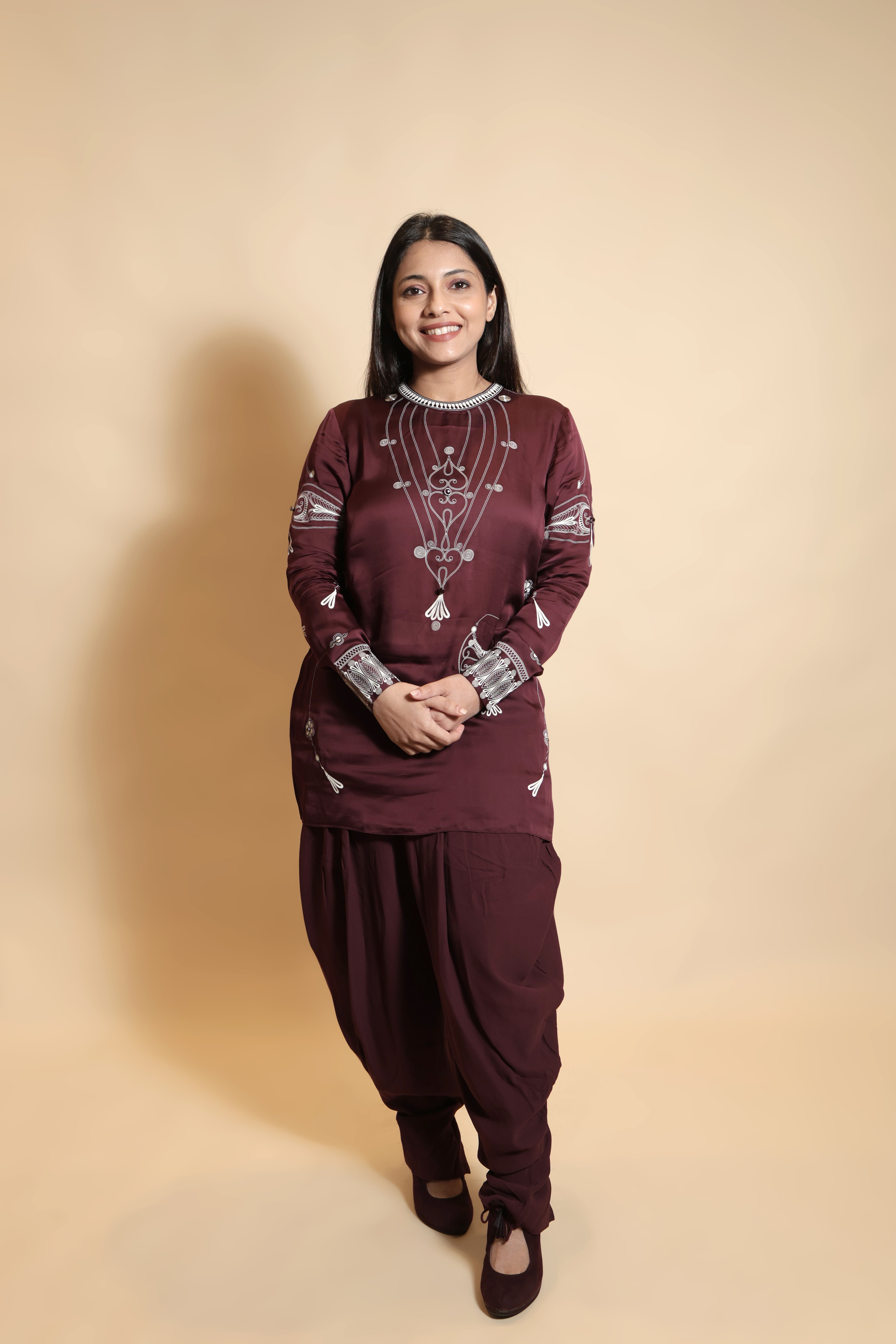 The Burgundy Dhoti Set