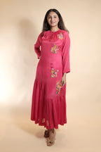 Floral Embroidery Full Sleeve Gown