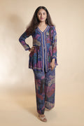Sequin-Embellished Floral Peplum Suit