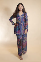 Sequin-Embellished Floral Peplum Suit