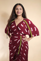 Maroon Crap Kaftan Dress