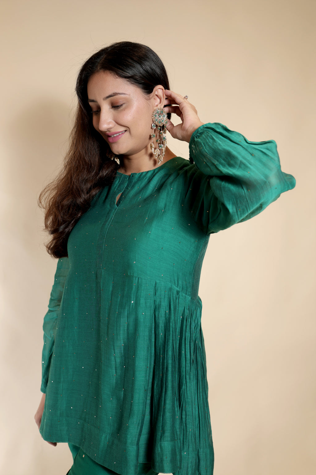 Green Peplum Tunic and Trousers