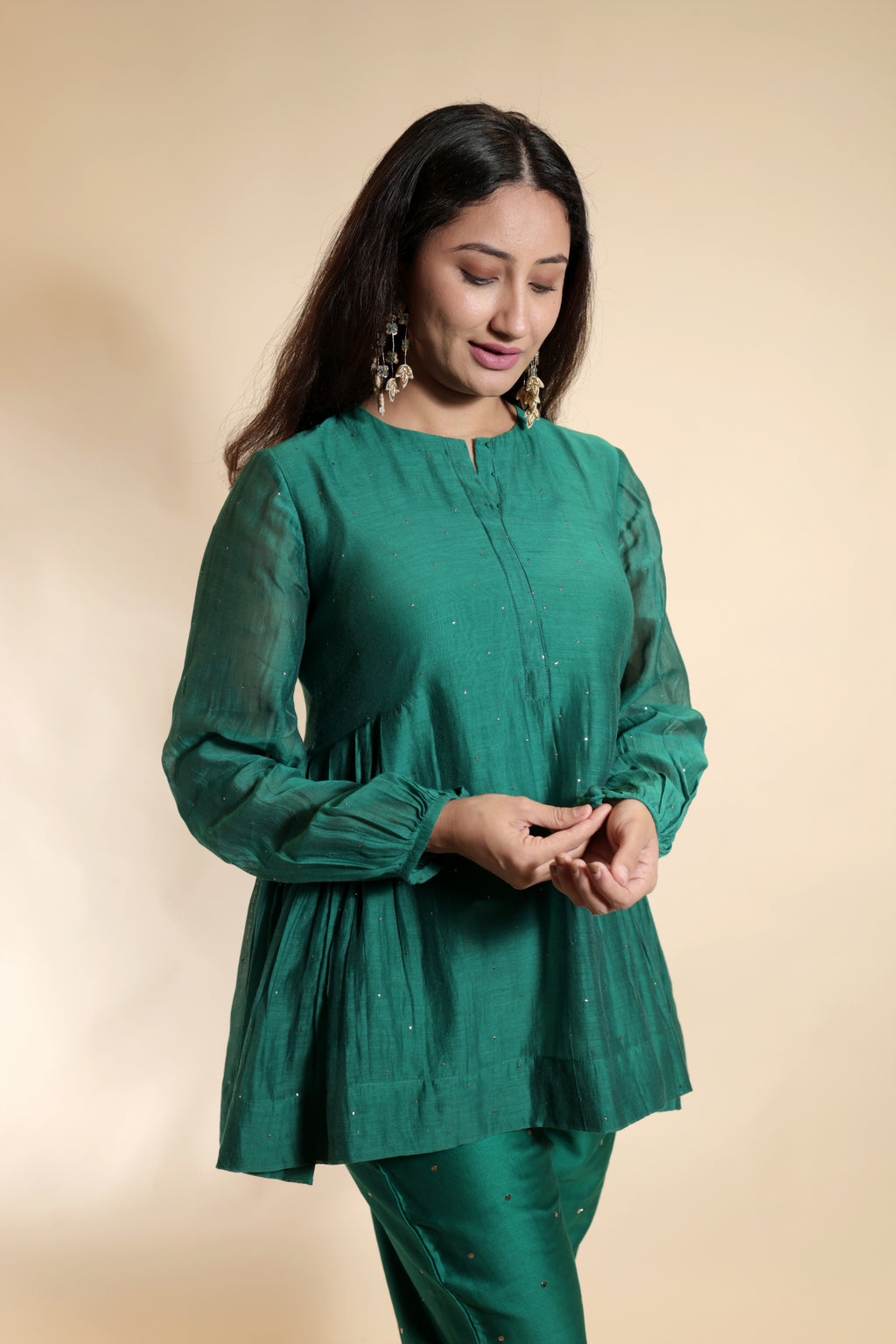 Green Peplum Tunic and Trousers