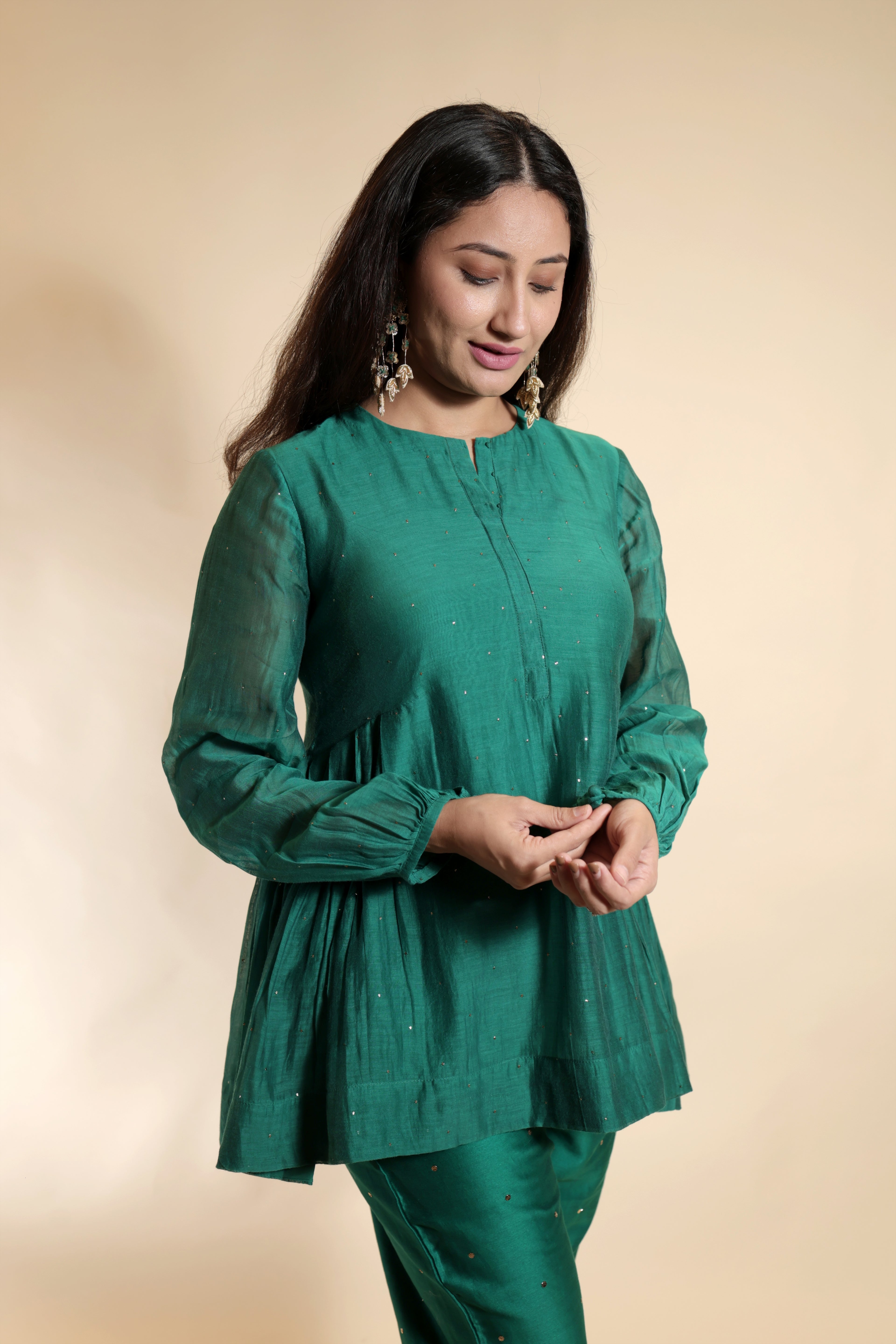 Green Peplum Tunic and Trousers