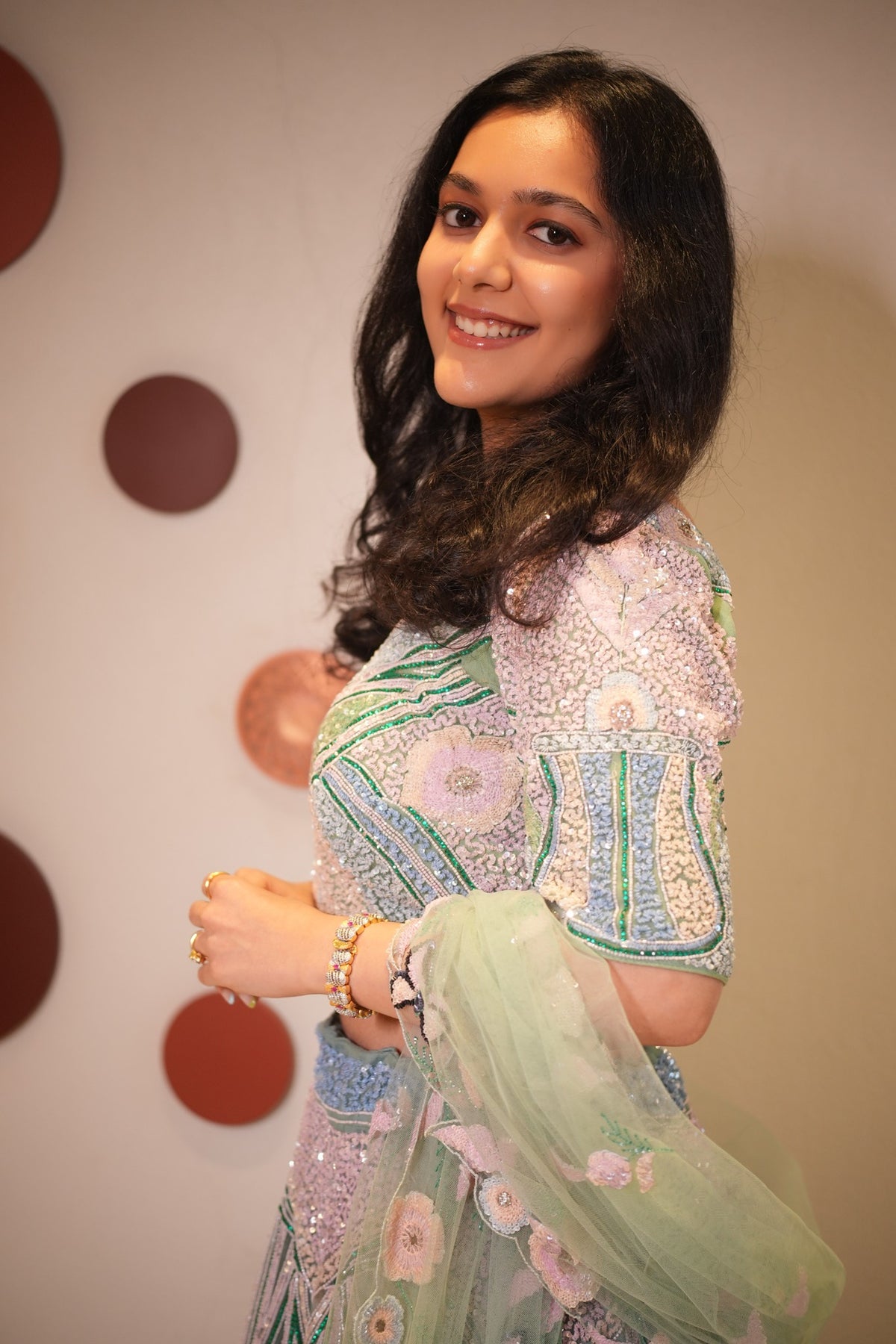 Seafoam Green & Lilac Embellished Lehenga Set