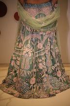 Seafoam Green & Lilac Embellished Lehenga Set