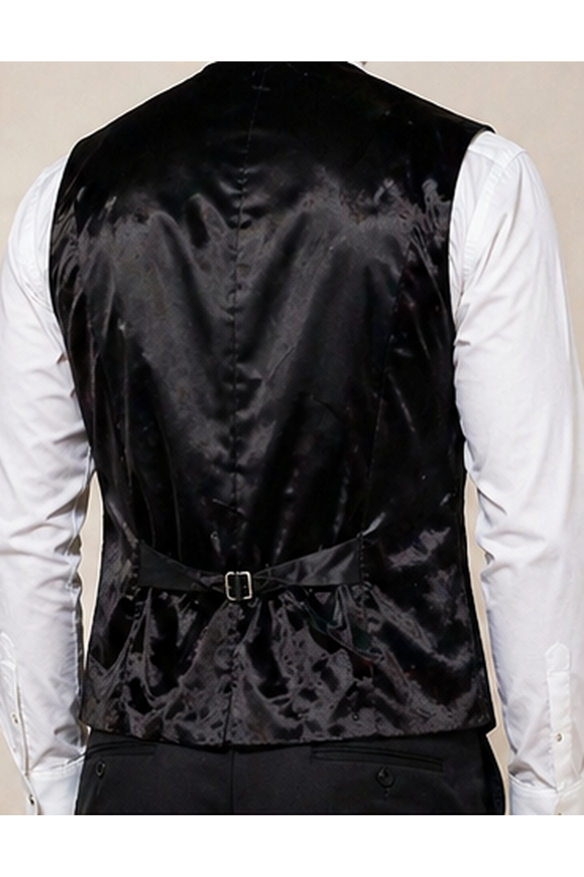 Luxurious Black Crushed Velvet Slim-Fit Waistcoat