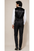 Luxurious Black Crushed Velvet Slim-Fit Waistcoat