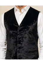 Luxurious Black Crushed Velvet Slim-Fit Waistcoat