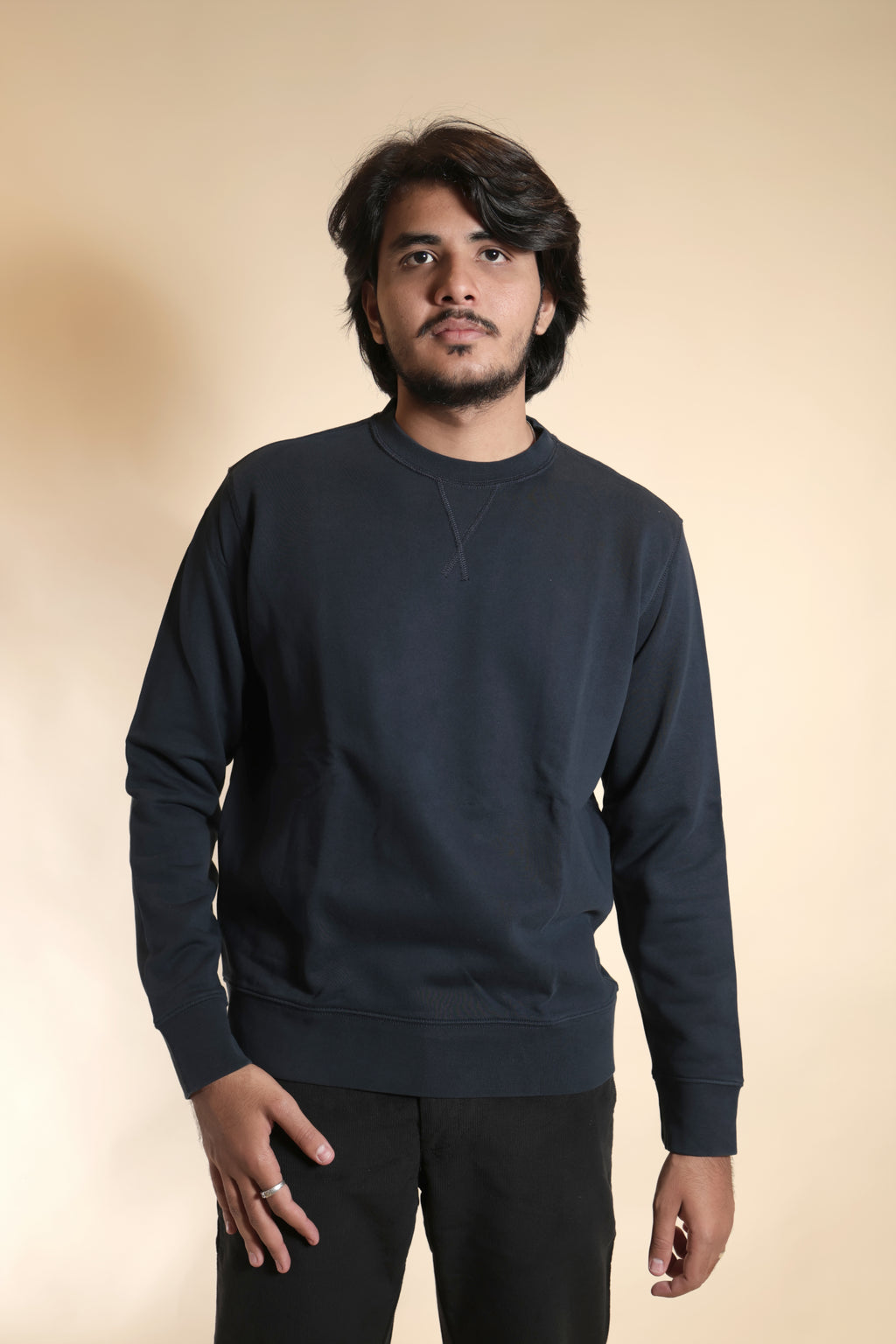 Essential Navy Textured Sweatshirt