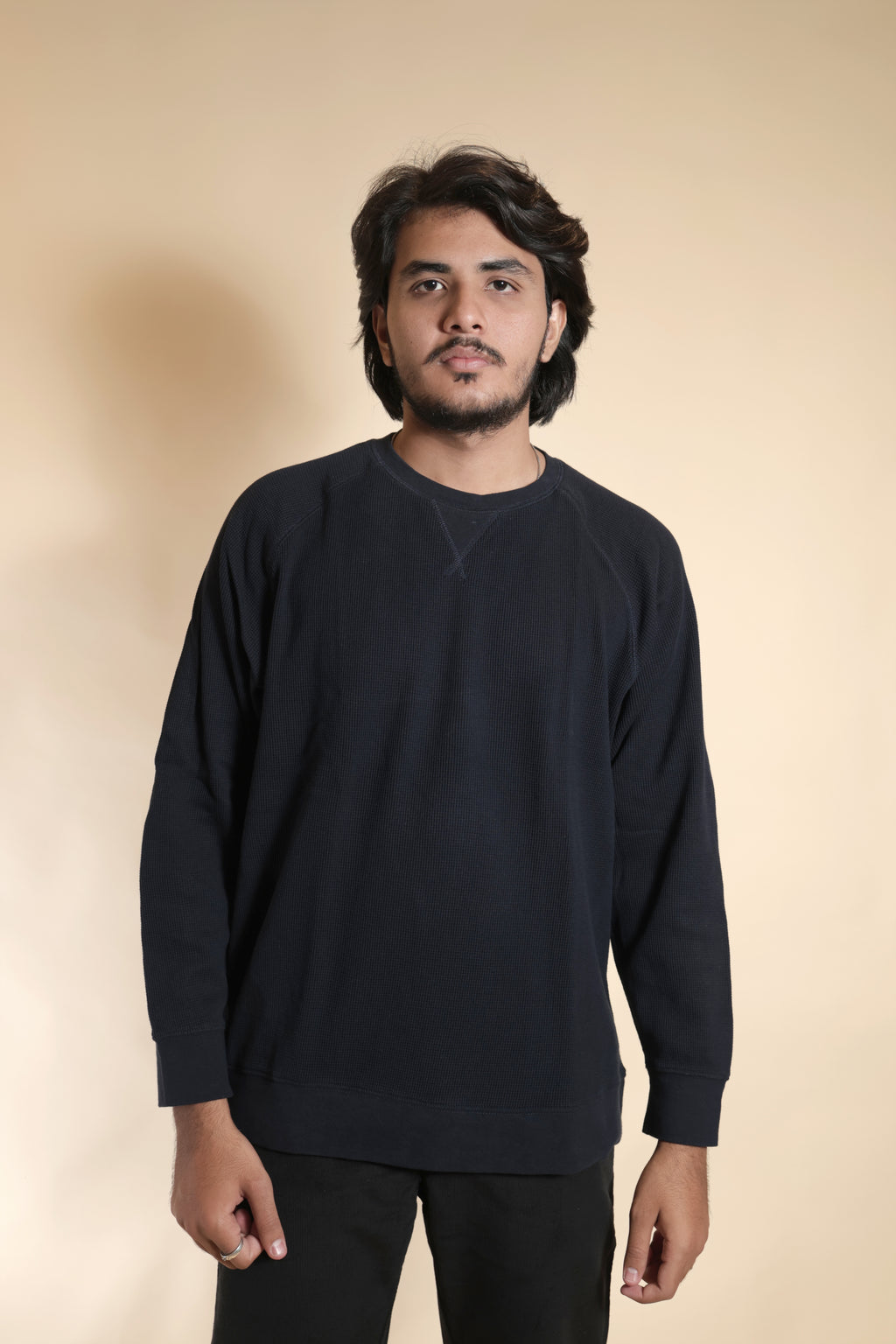 Essential Navy Textured Sweatshirt