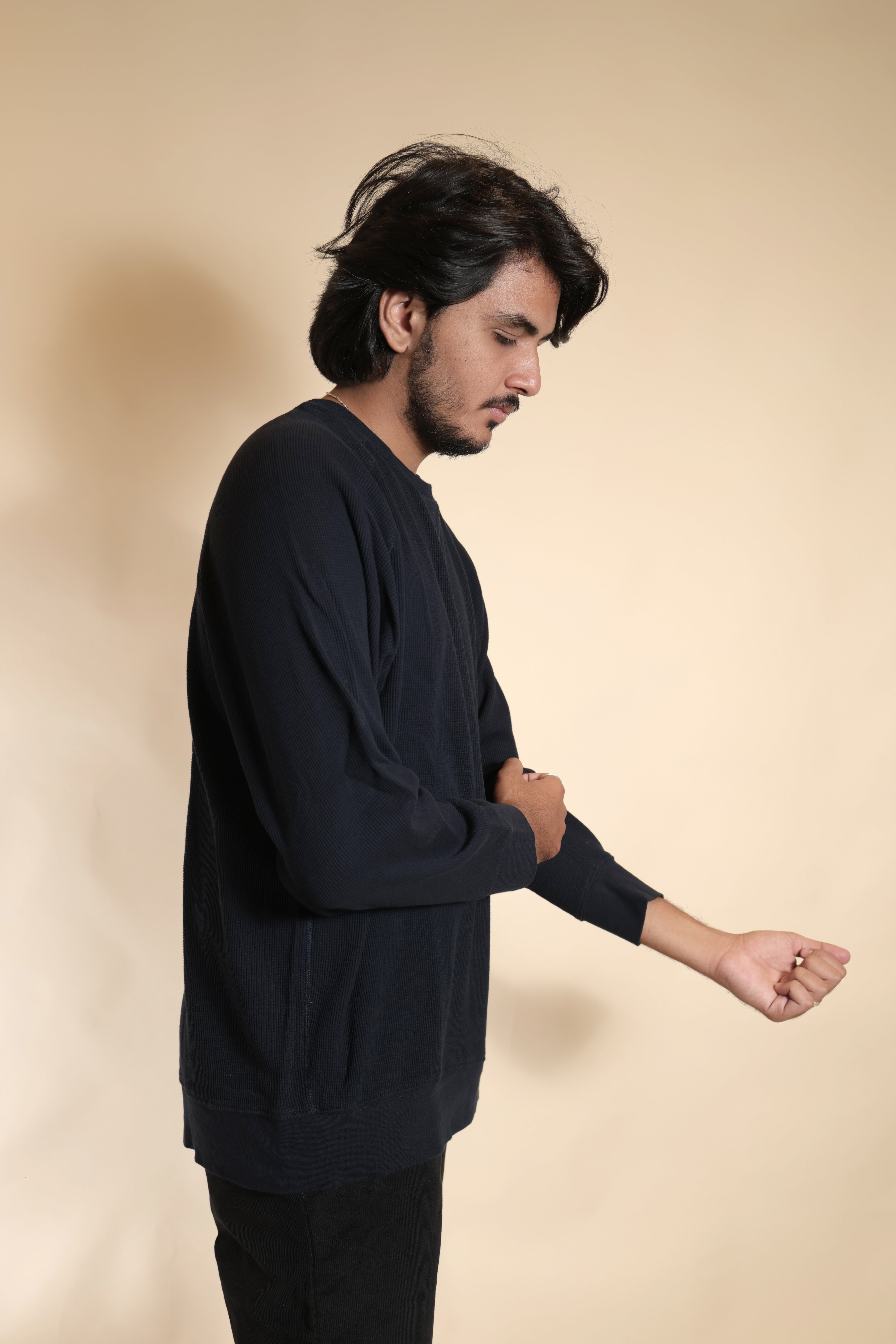 Essential Navy Textured Sweatshirt