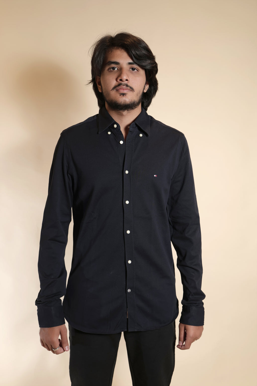 Classic Fit Solid Dark Blue Casual Shirt