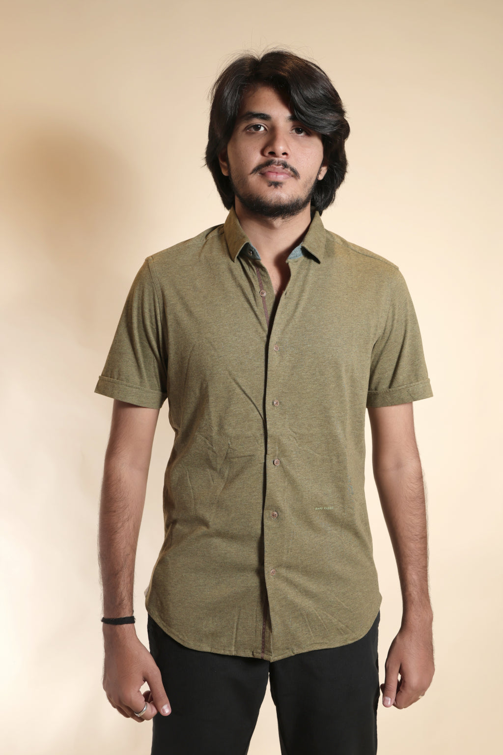 Textured Green Short Sleeve Shirt