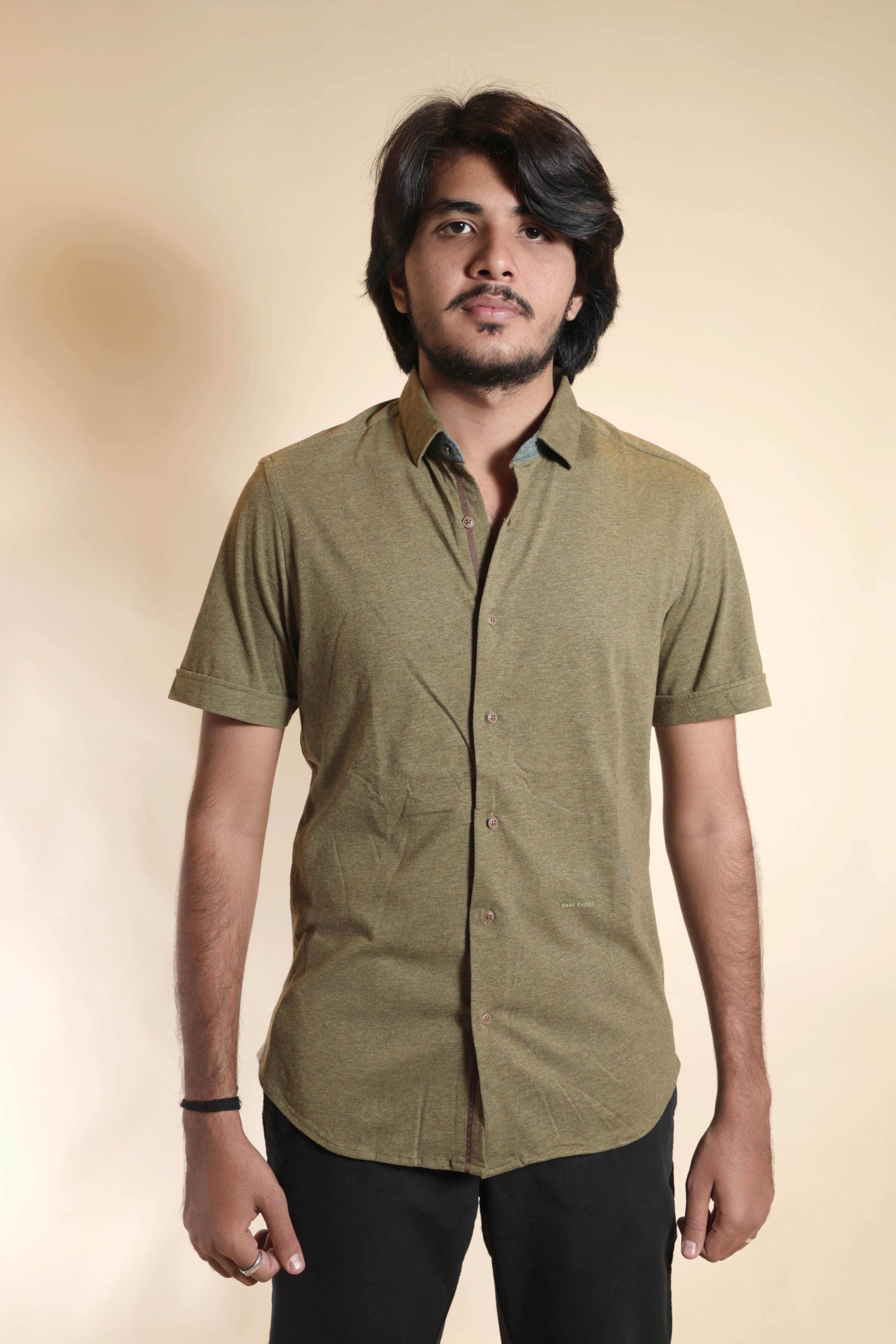 Textured Green Short Sleeve Shirt