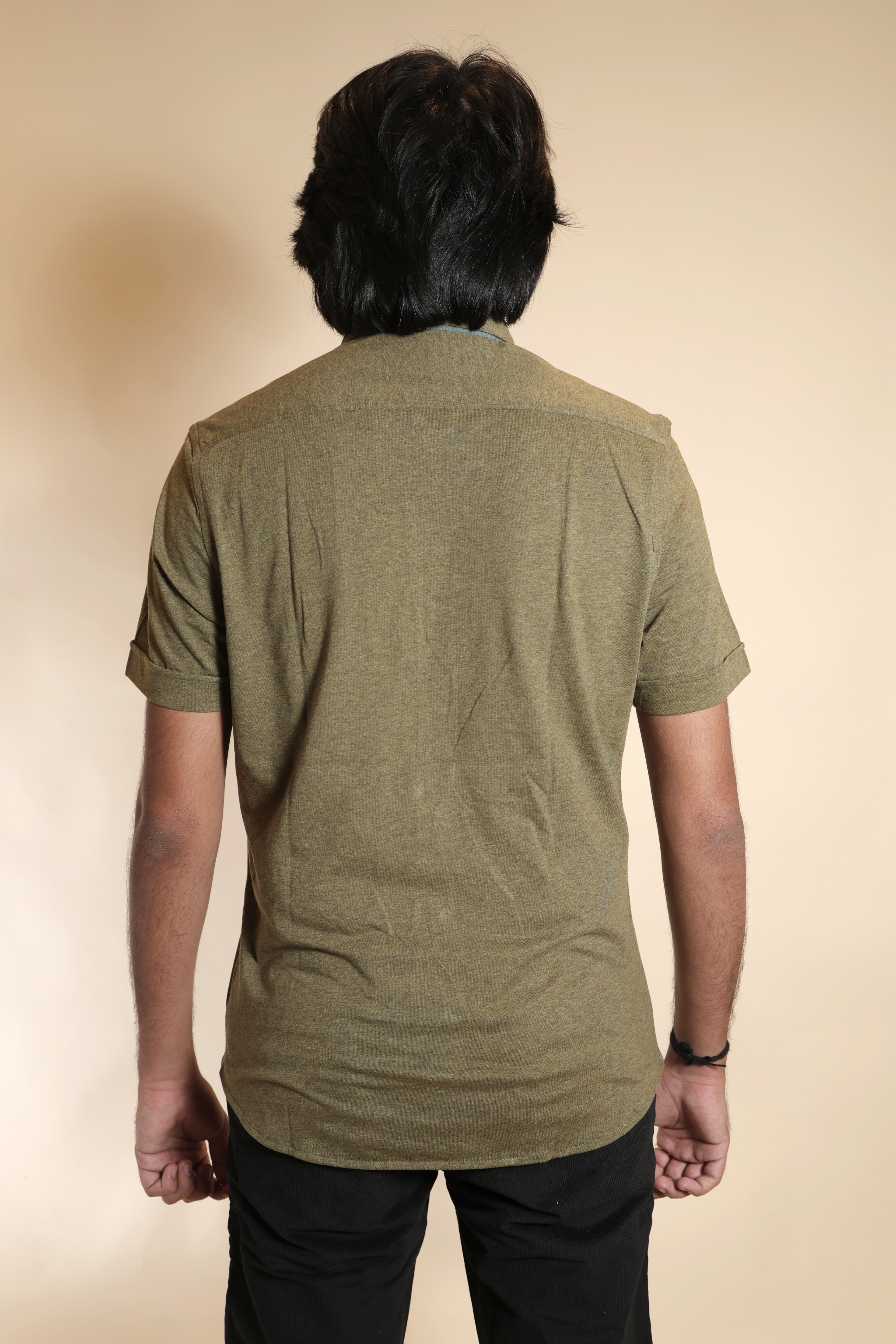 Textured Green Short Sleeve Shirt