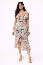 Floral Wrap Midi Dress