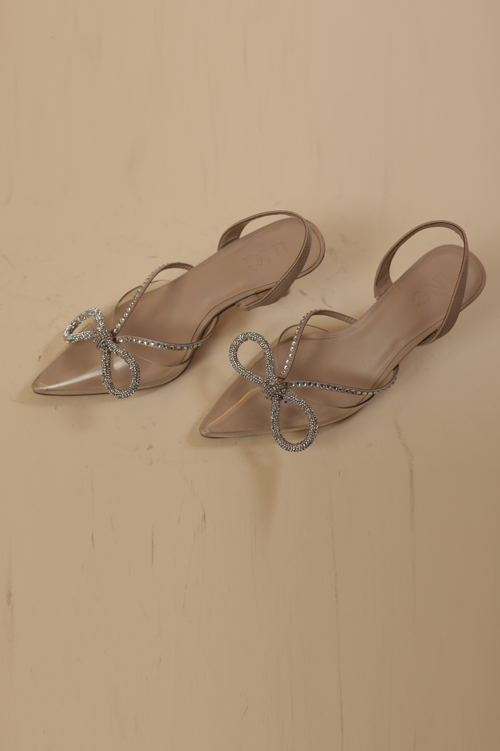 Nude Crystal Bow Party Heels