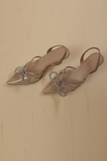 Nude Crystal Bow Party Heels