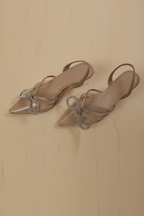 Nude Crystal Bow Party Heels
