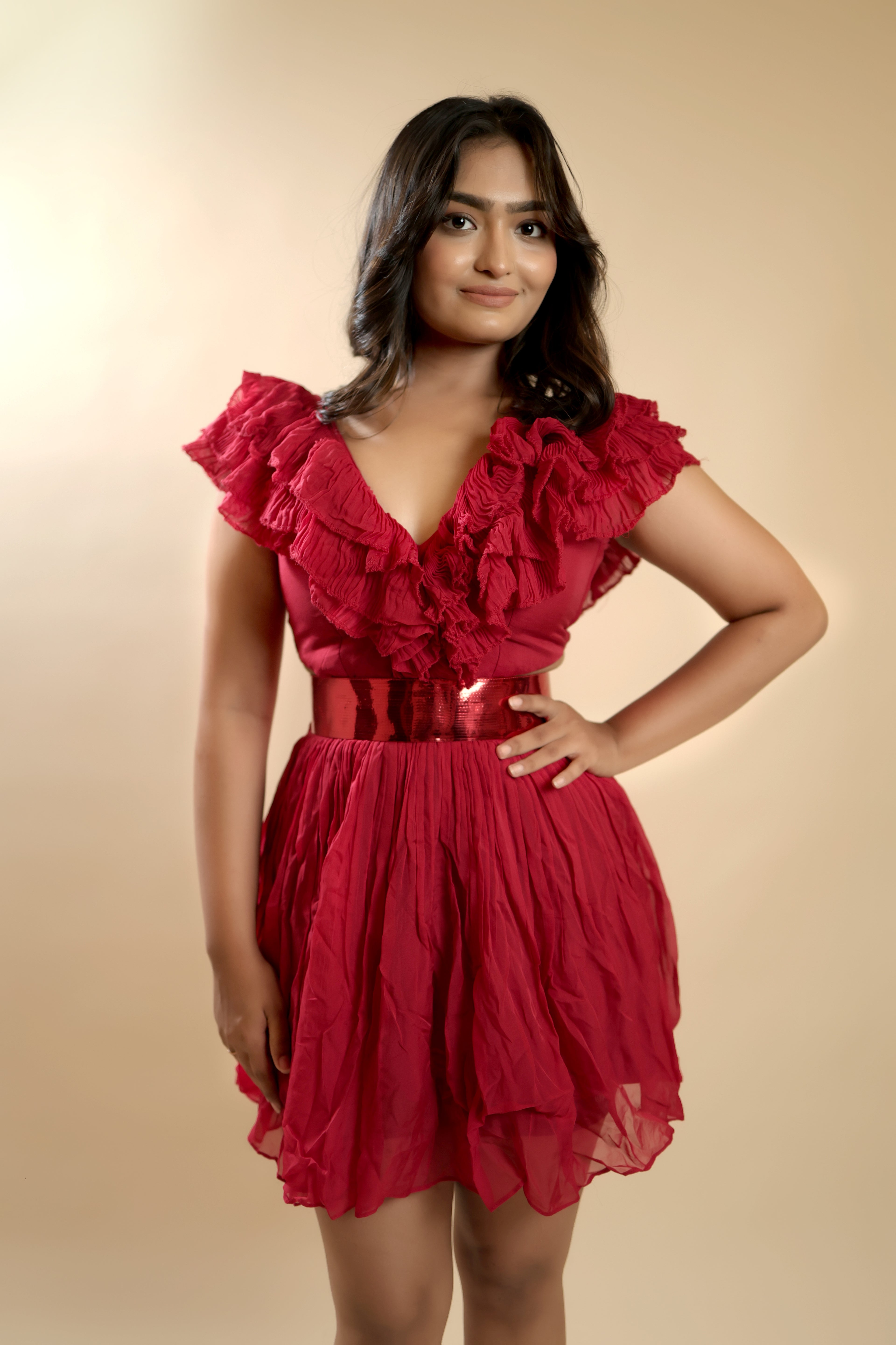 Rubber Cut-Out Short Dress