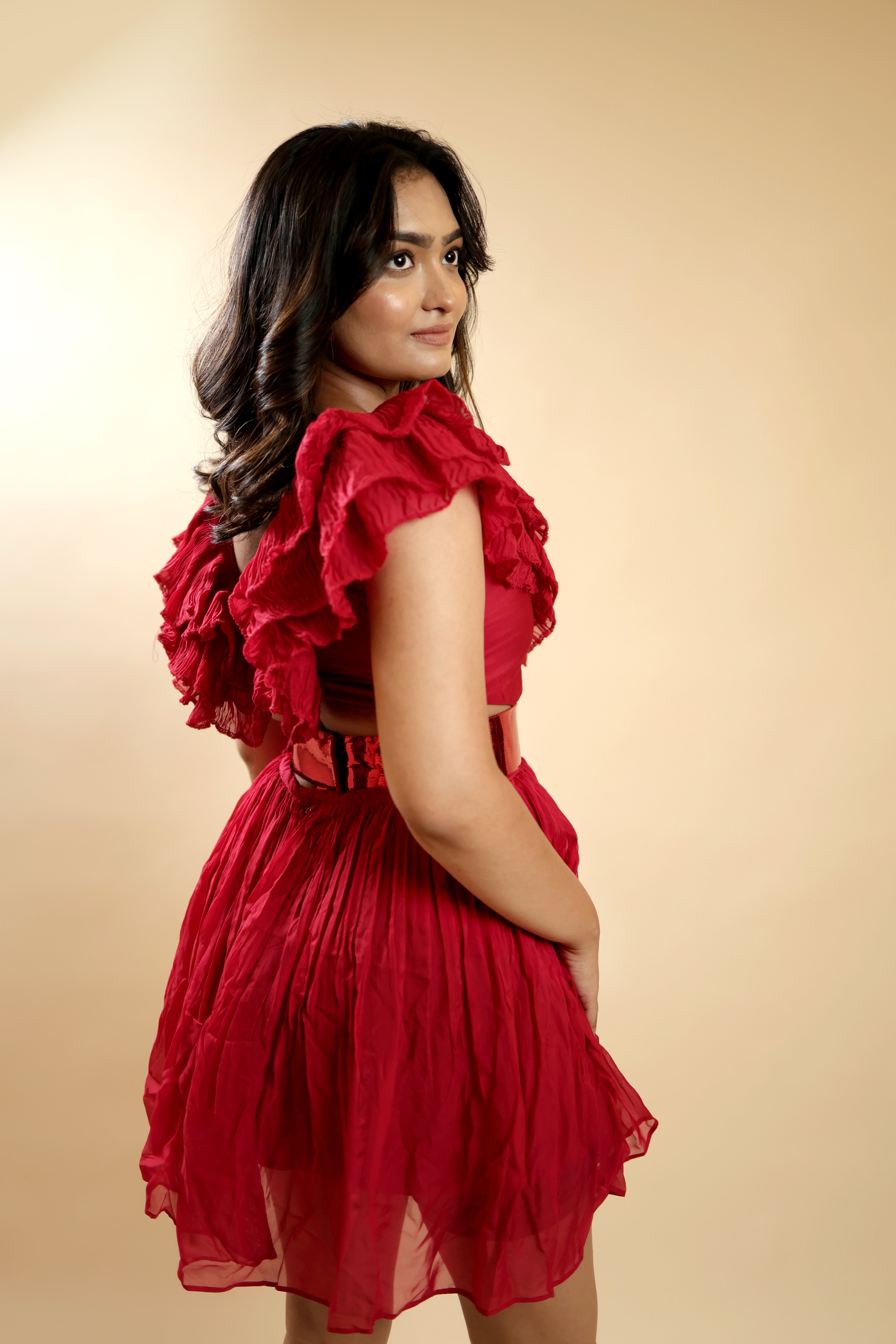 Rubber Cut-Out Short Dress