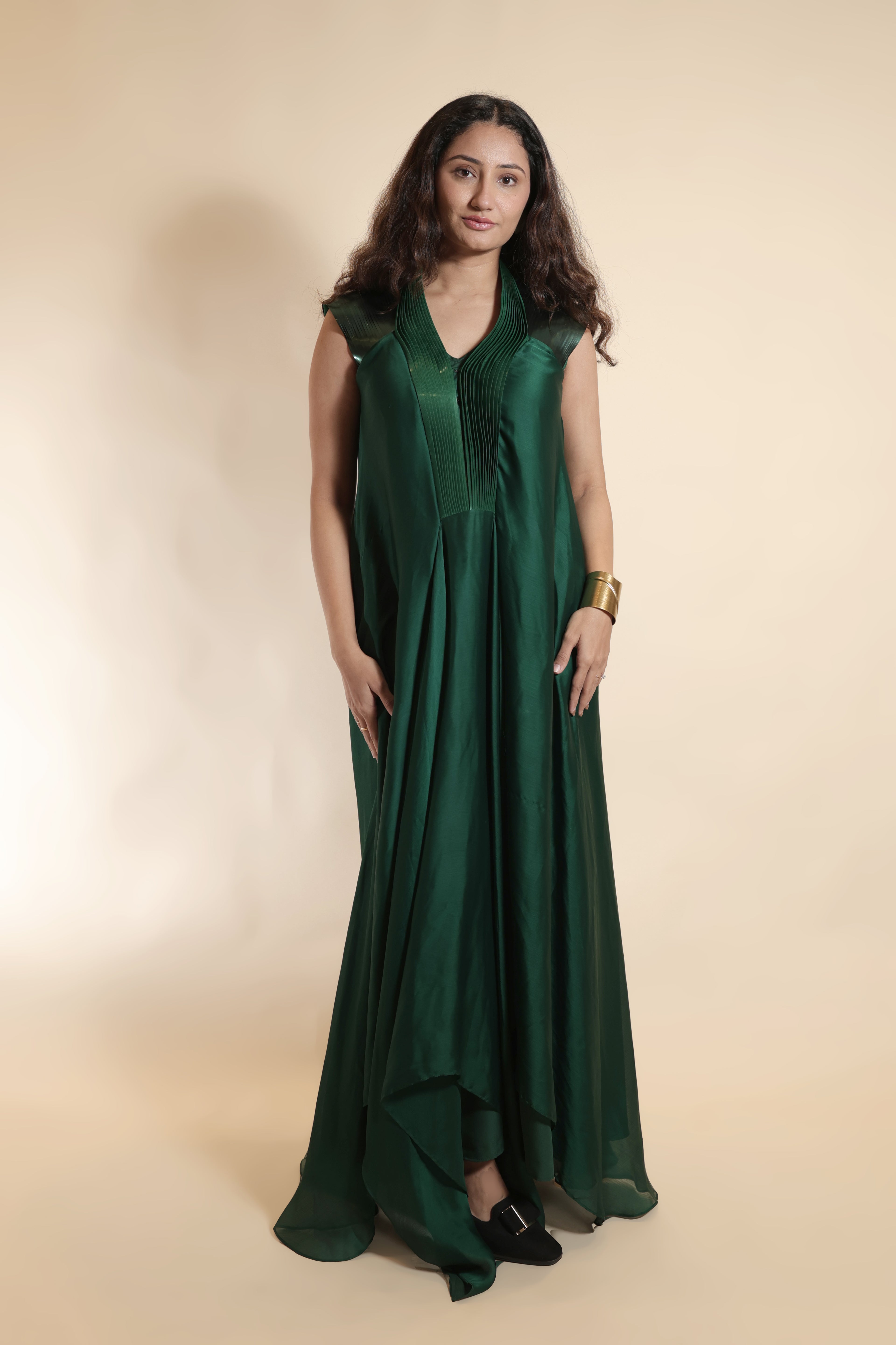 Regal Green Flowing Gown