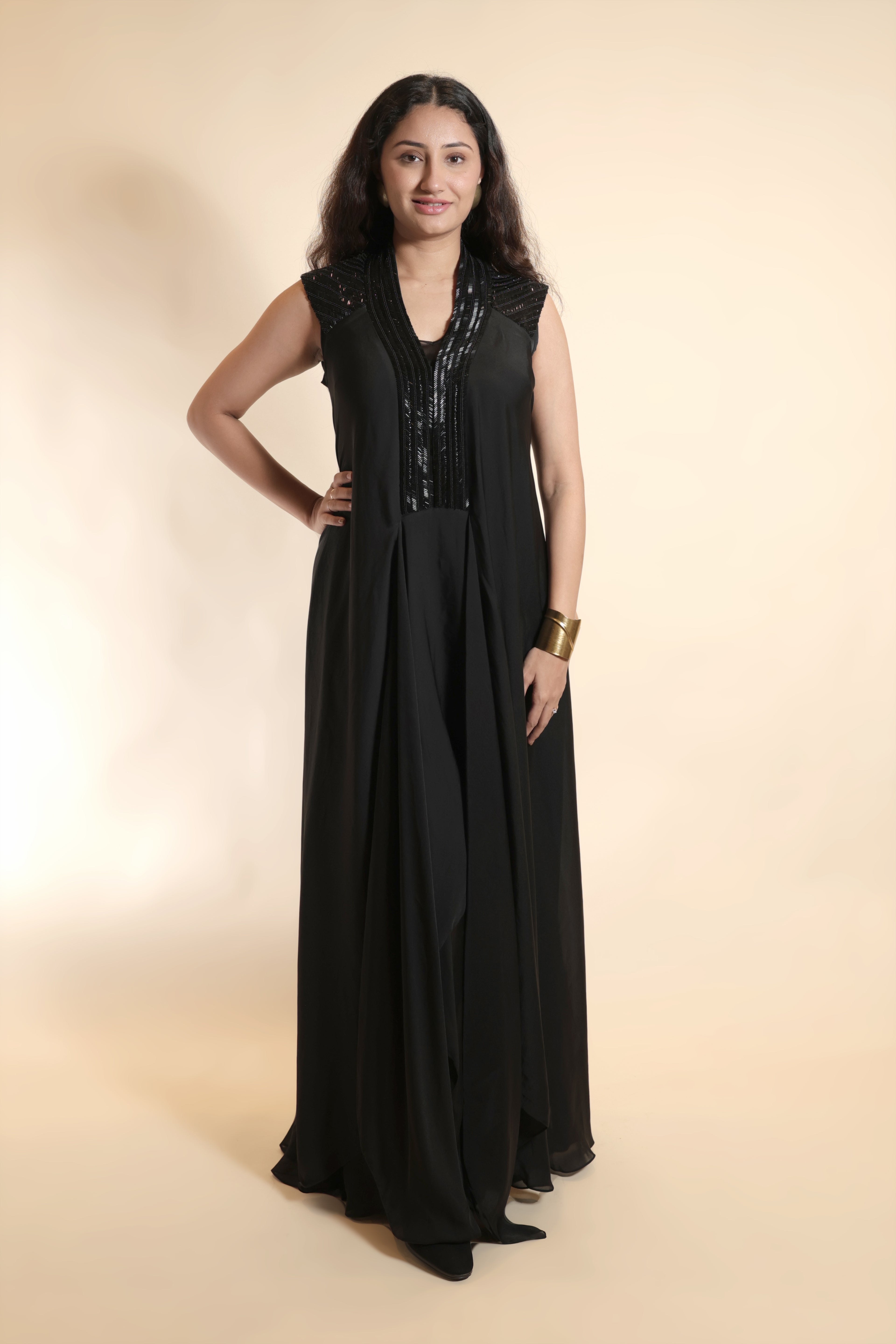 Elegant Sleeveless Black Gown