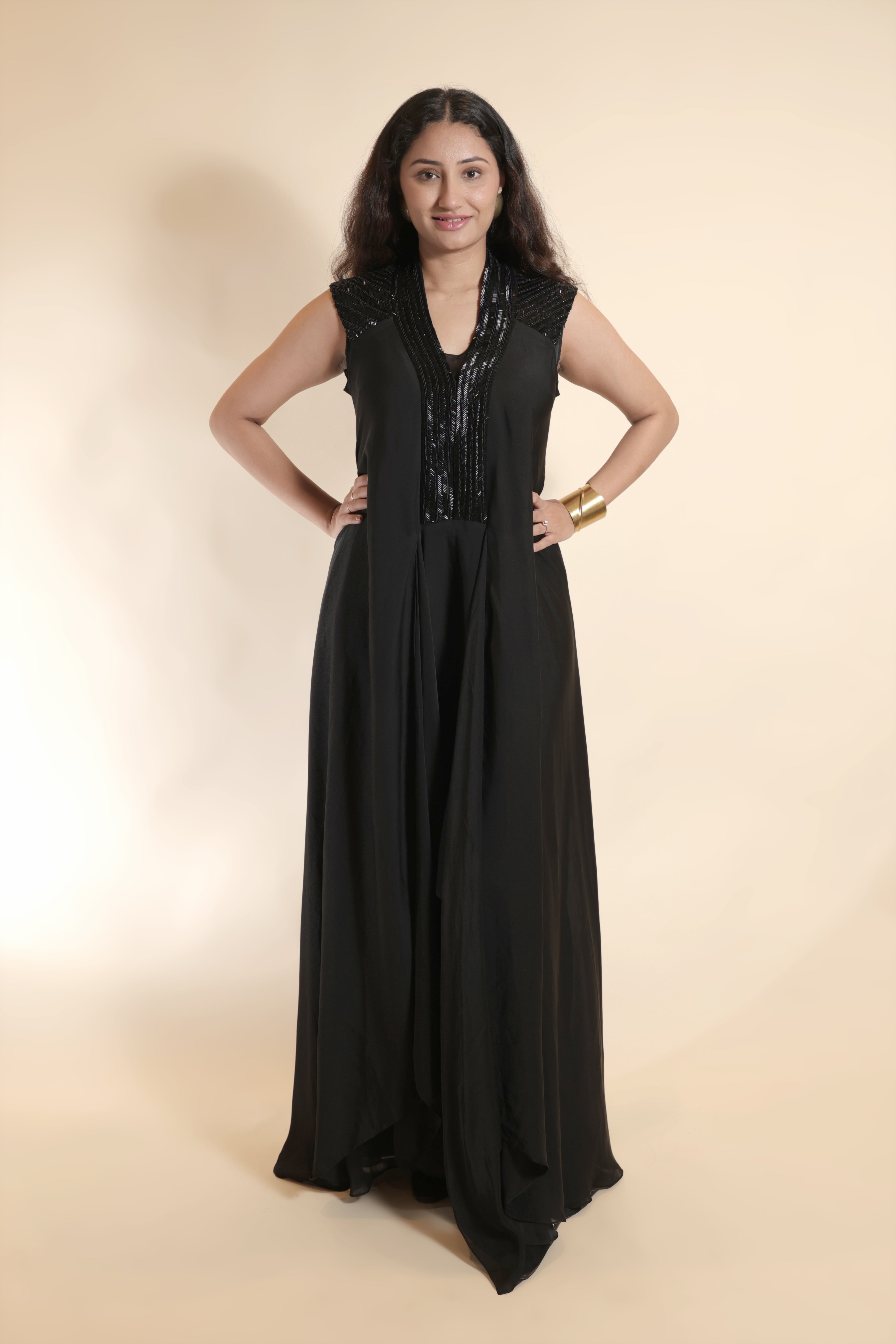 Elegant Sleeveless Black Gown