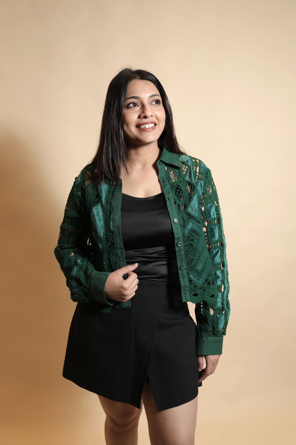 Emerald Green Crochet Shirt