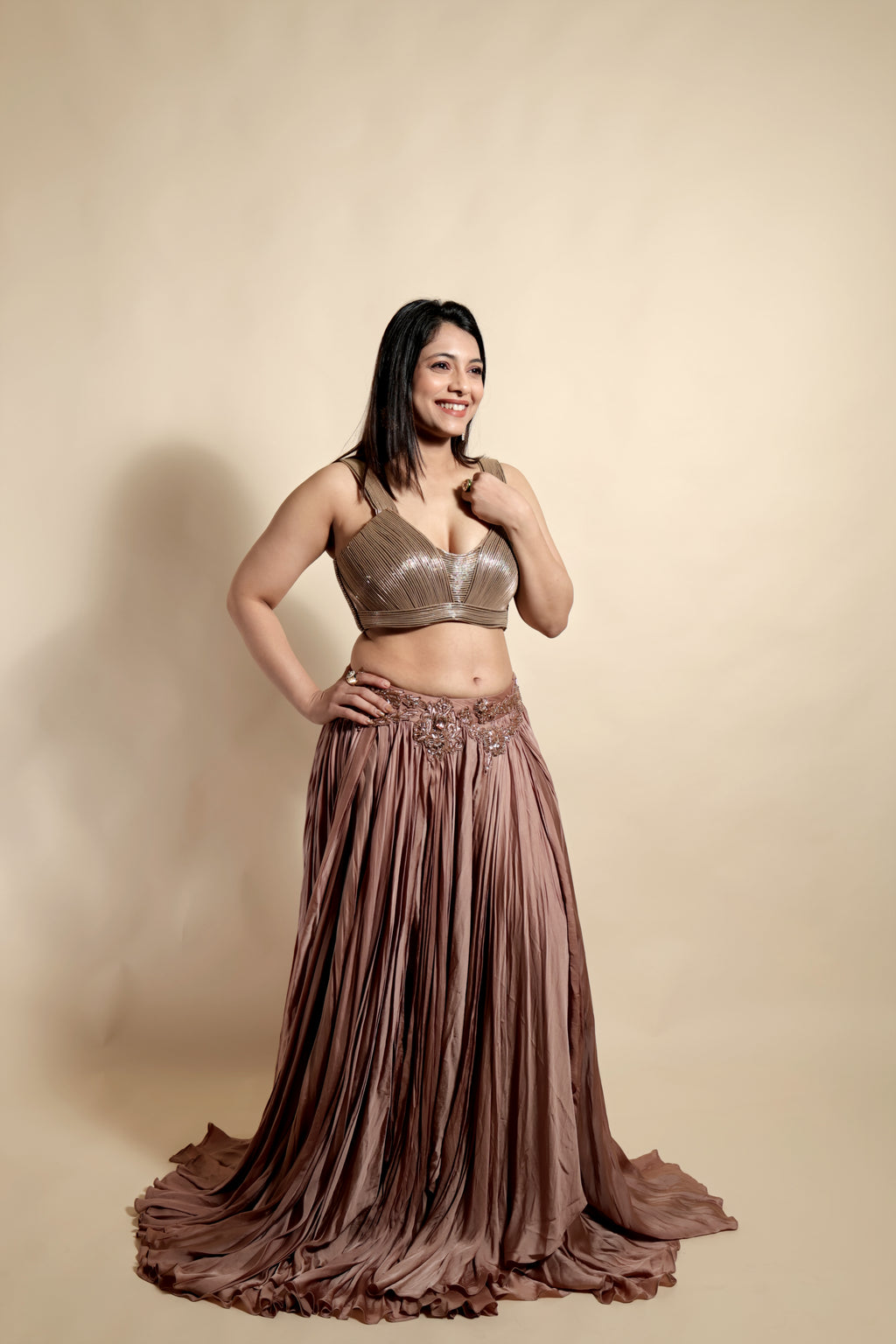 Elegant Rose-Gold Wedding Wear