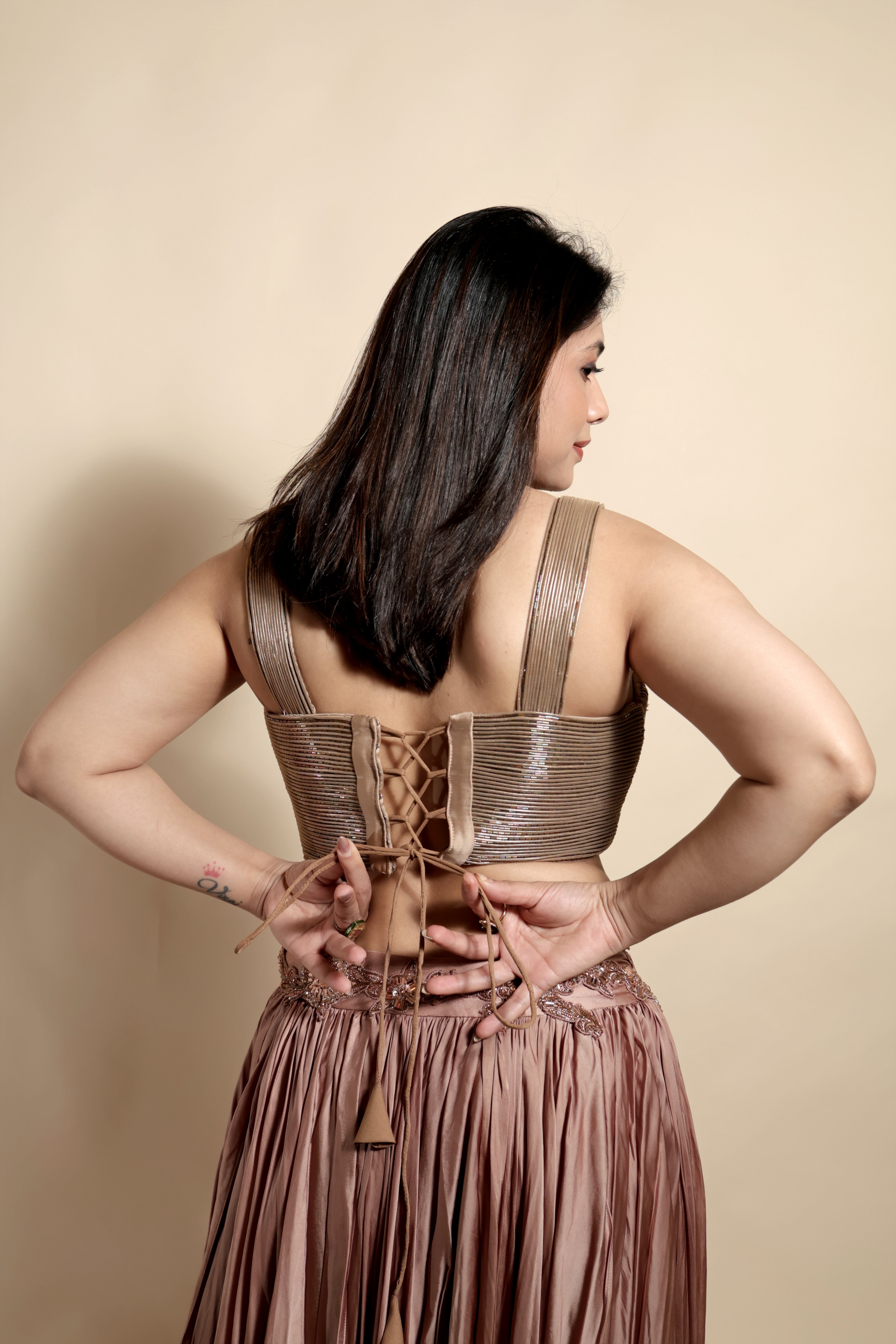 Elegant Rose-Gold Wedding Wear