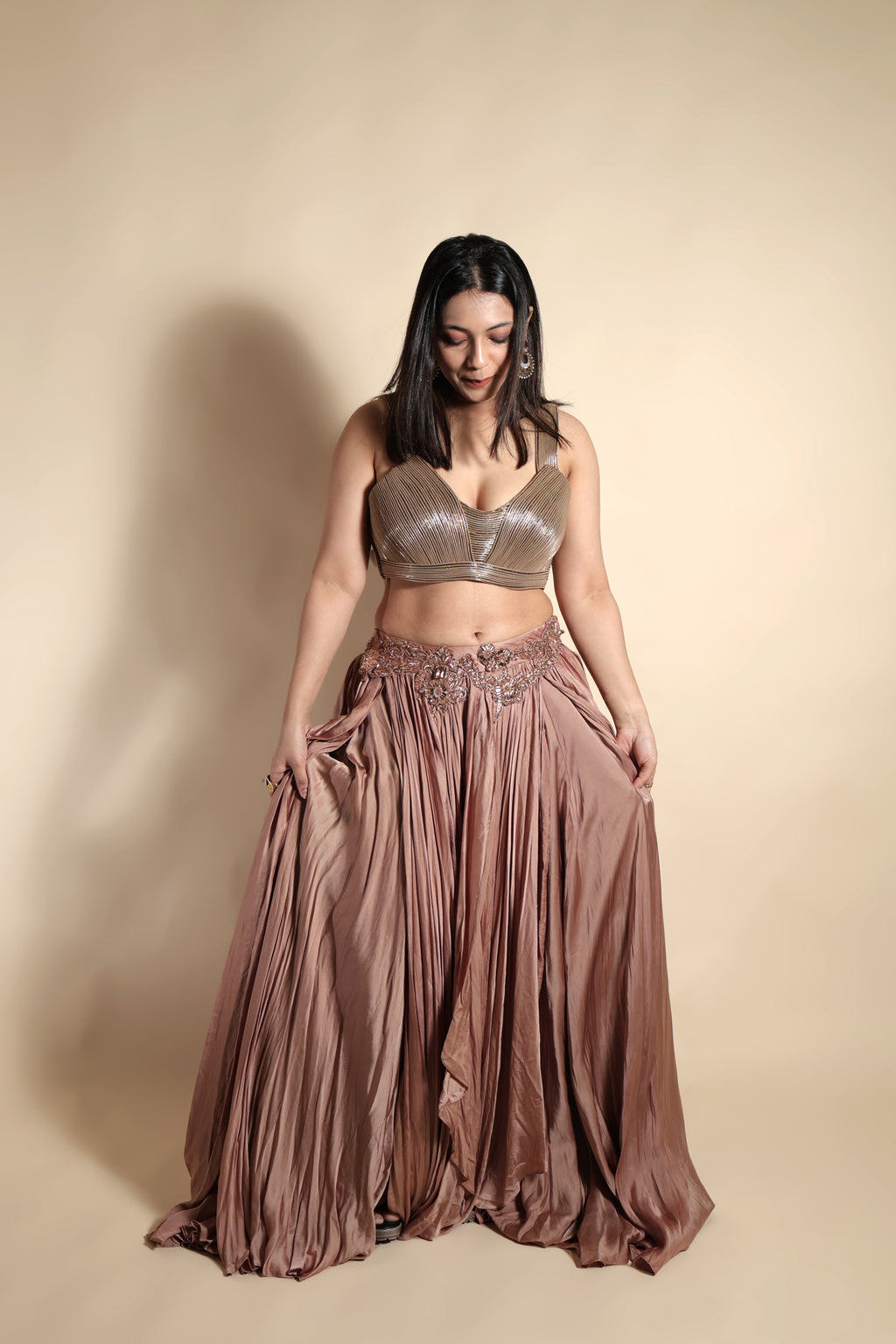Elegant Rose-Gold Wedding Wear
