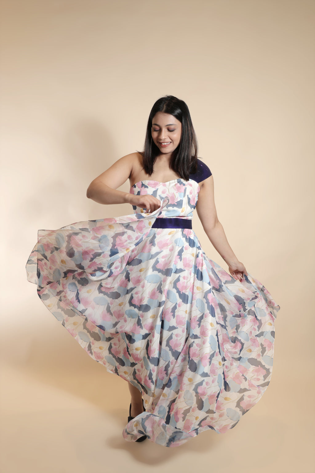 Flowy Floral Tube Maxi with Contrast Strap