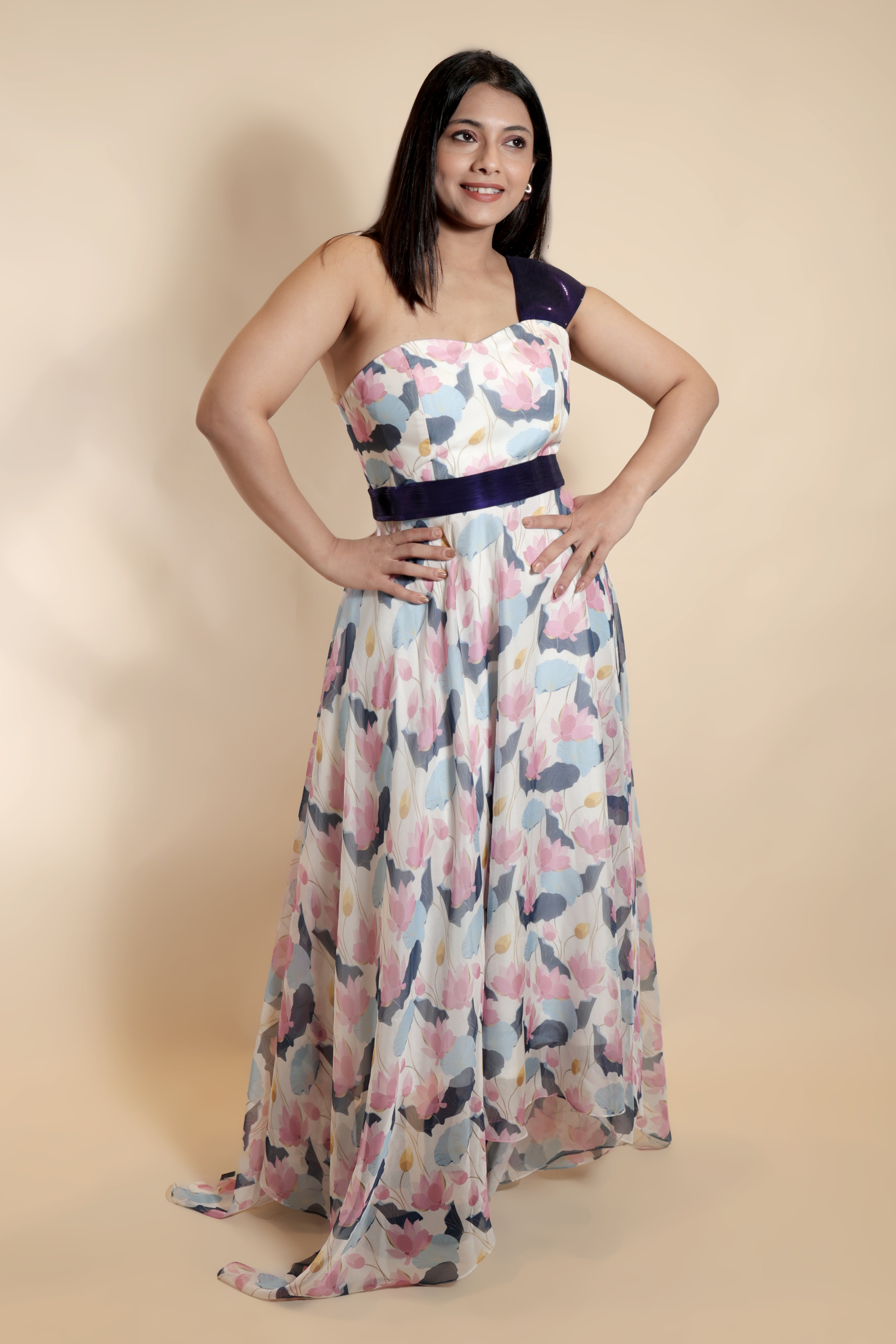 Flowy Floral Tube Maxi with Contrast Strap