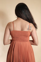 Elegant Pleated Maxi Dress with High-Low Hemline