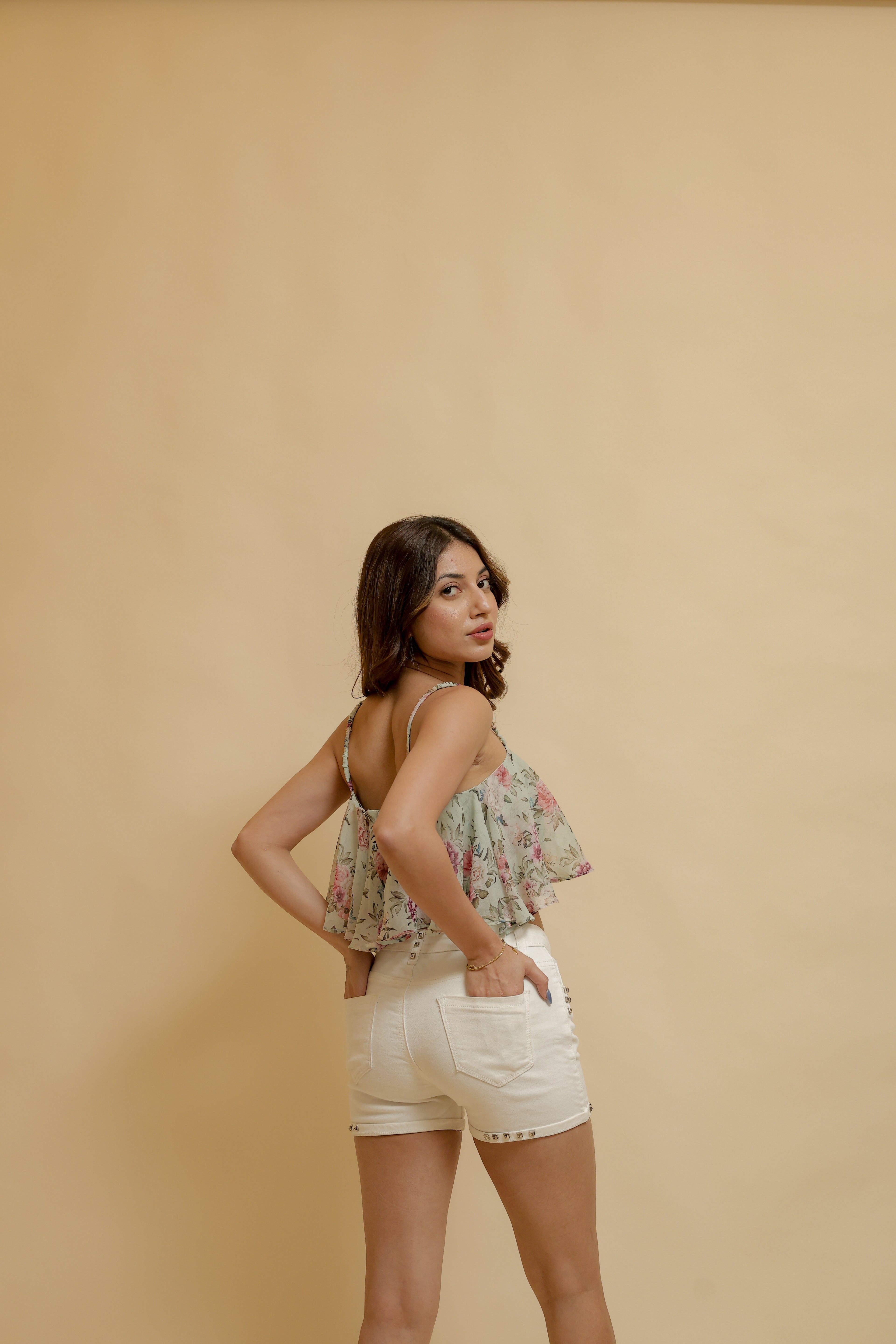 Floral Ruffle Crop Top