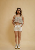 Rivet Detail White Shorts